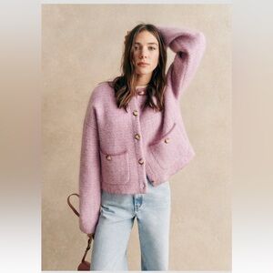Sezane lilac orchard Wool and Mohair Jacket small NWT